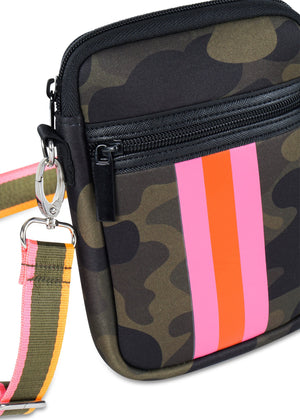 Haute Shore - Casey Showoff Neoprene Cell Phone Case (Casey, Camo Green w/Orange & Pink Stripe) alt view 2