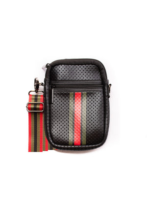 Haute Shore - Casey Bello Neoprene Cell Phone Case (Casey, Black w/Green & Red Stripe)