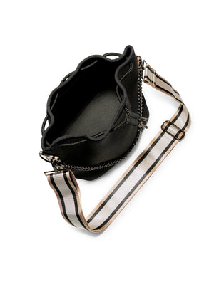 Haute Shore - Zoe Bravo Bucket Bag (Zoe, Black Denim w/Chain & Black Rosegold & White Stripe) alt view 6