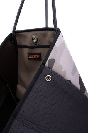 Haute Shore - Greyson New Midtown Neoprene Tote Bag w/Zipper Wristlet Inside (Greyson, White w/Black & Silver Stripe) alt view 6