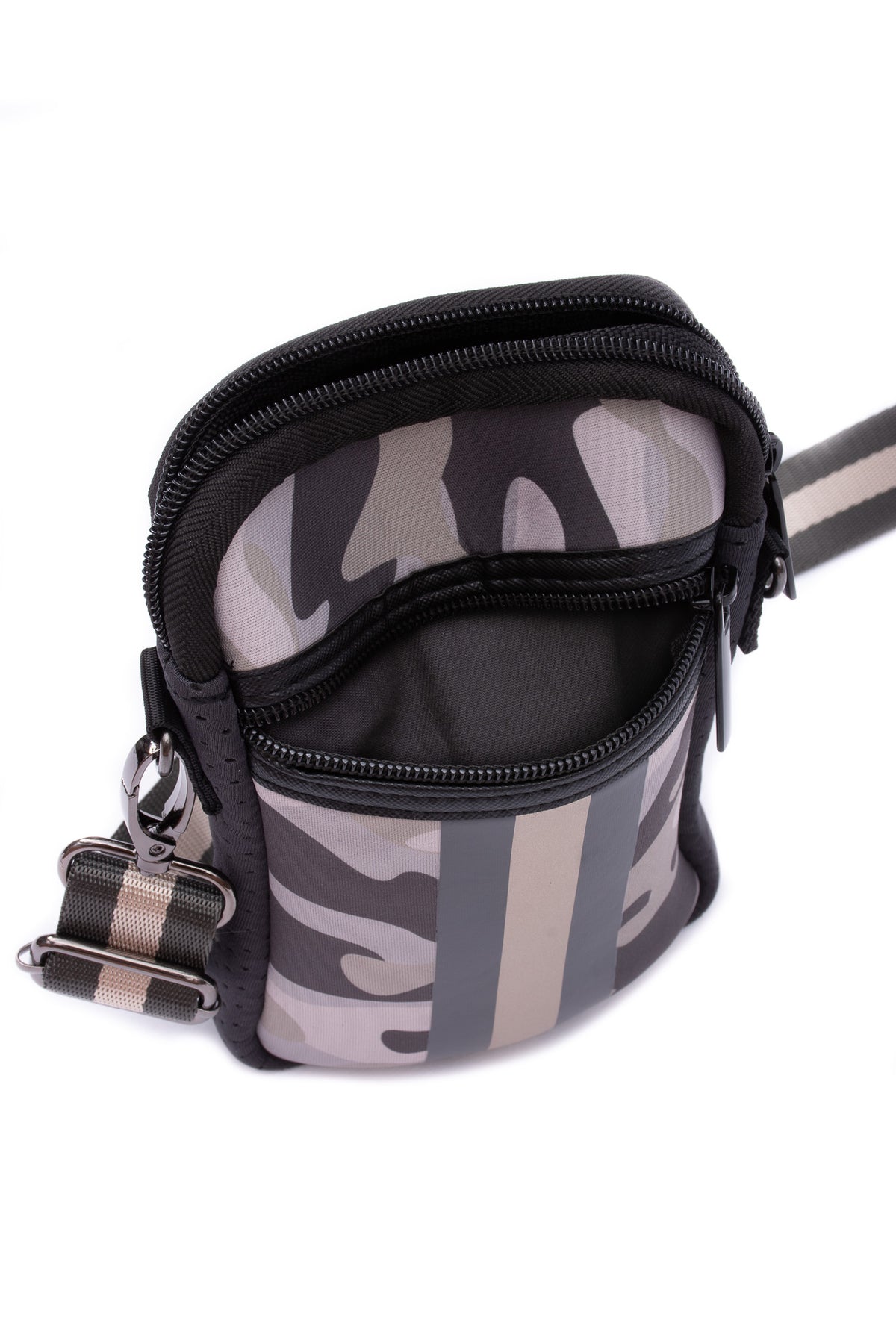 Haute Shore - Casey Safari Neoprene Cell Phone Case (Taupe Camo w/Charcoal & Rosegold Stripe) alt view 5