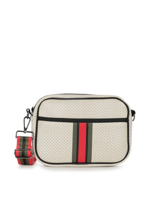 Haute Shore - Drew Roma Crossbody (Beige w/Olive, Black, & Red Stripe)