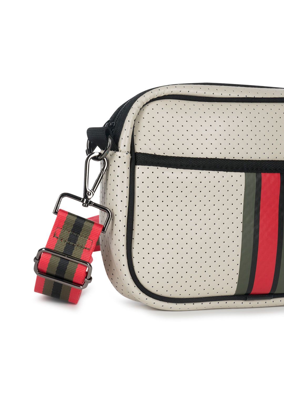 Haute Shore - Drew Roma Crossbody (Beige w/Olive, Black, & Red Stripe) alt view 2