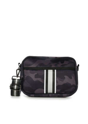 Haute Shore - Drew Prime Crossbody (Black Camo w/White, Black, & Silver Stripe)