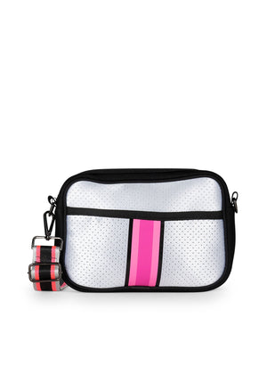 Haute Shore - Drew Disco Crossbody (Drew, Silver w/Hot Pink & Black Stripe)
