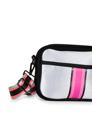 Haute Shore - Drew Disco Crossbody (Drew, Silver w/Hot Pink & Black Stripe) alt view 3