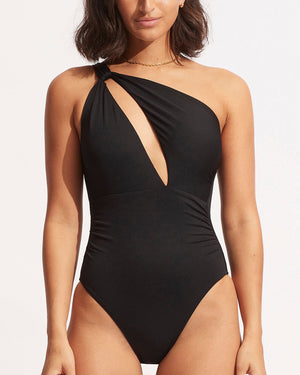Seafolly Collection Black One Shoulder One Piece