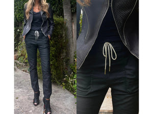 Bevy Flog - Tali Vegan Leather Crystal Tie Jogger Pants