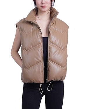 Love Token Camel Faux Leather Vest