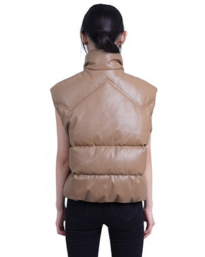 Love Token Camel Faux Leather Vest alt view 1