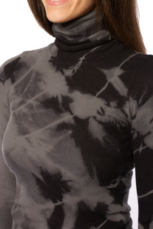 Hard Tail Forever - Fitted Thermal Long Sleeve Turtleneck (TH-35, Tie-Dye Black Crystals) alt view 5