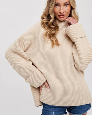BluIvy Oatmeal Funnel Neck Pullover