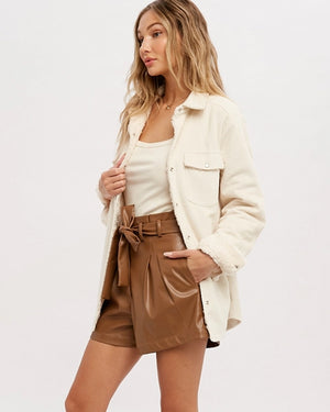 BluIvy Ecru Corduroy Sherpa Jacket alt view 1
