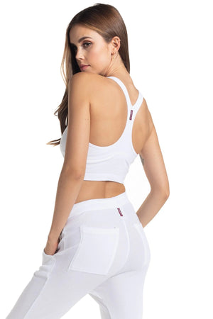 Hard Tail Forever - Swimmers Crop Tank w/Bra  (W-556, White) alt view 1