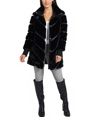 Love Token Black Faux Leather/Fur Coat