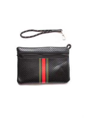 Haute Shore - Bello Neoprene Tote Bag w/Zipper Wristlet Inside (Greyson, Black w/Green & Red Stripe) alt view 4