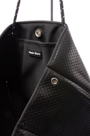 Haute Shore - Bello Neoprene Tote Bag w/Zipper Wristlet Inside (Greyson, Black w/Green & Red Stripe) alt view 6
