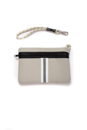 Haute Shore - Greyson Cruise Neoprene Tote Bag w/Zipper Wristlet Inside (Greyson, Silver w/Grey & White Stripe) alt view 4