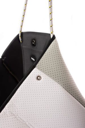 Haute Shore - Greyson Cruise Neoprene Tote Bag w/Zipper Wristlet Inside (Greyson, Silver w/Grey & White Stripe) alt view 7