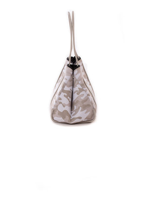 Haute Shore - Greyson Sahara Neoprene Tote Bag w/Zipper Wristlet Inside (Greyson, Beige Camo w/White & Rosegold Stripe) alt view 2