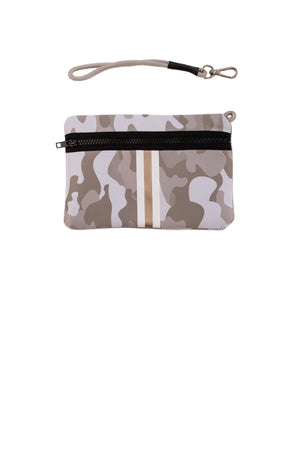 Haute Shore - Greyson Sahara Neoprene Tote Bag w/Zipper Wristlet Inside (Greyson, Beige Camo w/White & Rosegold Stripe) alt view 6