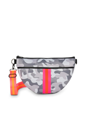 Haute Shore - Brett Rise Belt Bag (Bret, White Camo w/Pink Orange Stripe)