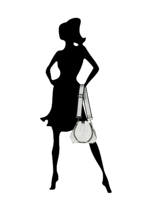 Haute Shore - Lindsey Blanc Puffer Bucket Bag (Lindsey, White Quilted Puffer w/Black, Silver, & White Striped Straps) alt view 3