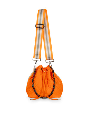Haute Shore - Lindsey Crush Puffer Bucket Bag (Lindsey, Orange Quilted Puffer w/Orange, Silver, & White Straps) alt view 1
