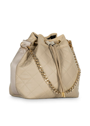 Haute Shore - Lindsey Buff Puffer Bucket Bag (Lindsey, Beige Leatherette Puffer) alt view 2