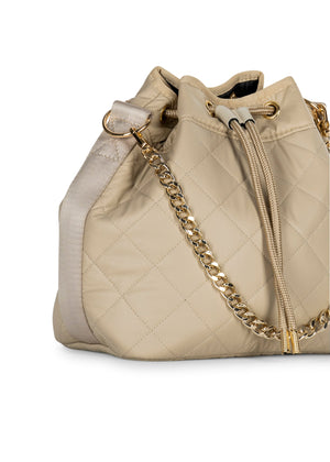 Haute Shore - Lindsey Buff Puffer Bucket Bag (Lindsey, Beige Leatherette Puffer) alt view 3