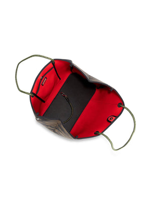 Haute Shore - Greyson Soho Neoprene Tote Bag w/Zipper Wristlet Inside (Green Camo w/Olive, Black, & Red Stripe) alt view 6