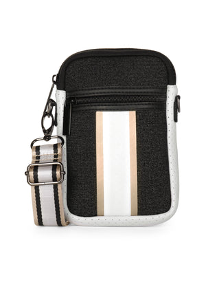 Haute Shore - Casey Bravo Neoprene Cell Phone Case (Casey, Black Denim w/Rosegold and White Stripe)