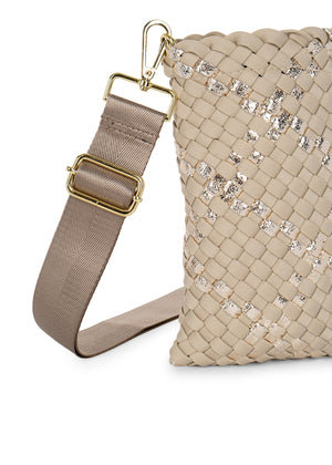 Haute Shore - Shay Buff Woven Phone Bag (Beige w/Gold Metallic Accents) alt view 2