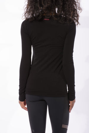 Supima/Lycra Long Sleeve Scoop Tee (Style SL-69, Black) by Hard Tail Forever alt view 2