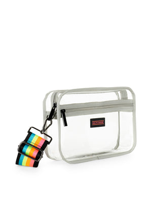 Haute Shore - Drew Clear Crossbody (Drew, Clear Vinyl w/Neon Rainbow Stripe Strap) alt view 2