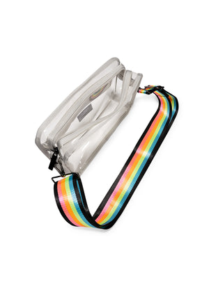 Haute Shore - Drew Clear Crossbody (Drew, Clear Vinyl w/Neon Rainbow Stripe Strap) alt view 5