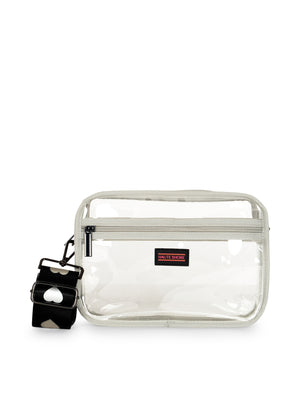 Haute Shore - Drew Clear Crossbody (Drew, Clear Vinyl w/Black Strap w/Silver & Rose Gold Hearts)