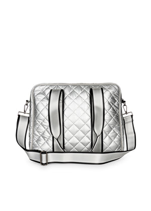 Haute Shore - Billie Amaze Tennis Bag (Billie, Silver Leatherette Puffer /Neon Yellow) alt view 4