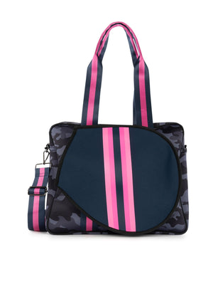 Haute Shore - Billie Amaze Tennis Bag (Billie, Navy Camo w/Pink & Navy Stripes)