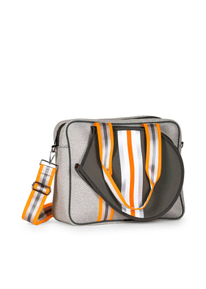 Haute Shore - Billie Hip Tennis Bag (Billie, Steel Gray w/Silver, White, Orange Stripe) alt view 1