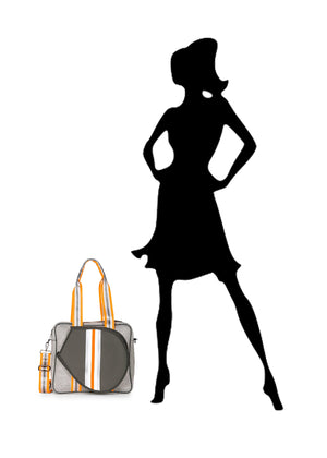Haute Shore - Billie Hip Tennis Bag (Billie, Steel Gray w/Silver, White, Orange Stripe) alt view 3