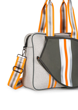 Haute Shore - Billie Hip Tennis Bag (Billie, Steel Gray w/Silver, White, Orange Stripe) alt view 4
